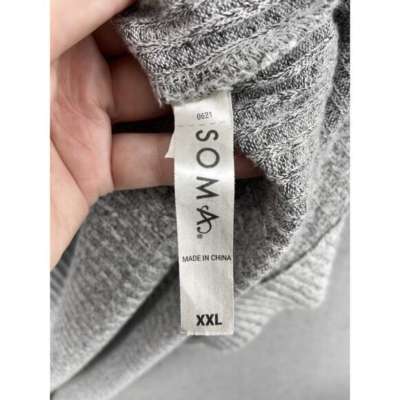 Soma Cardigan Womens XXL 2X Plus Gray Open Front Long-Line Pockets Ribbed - Picture 6 of 11